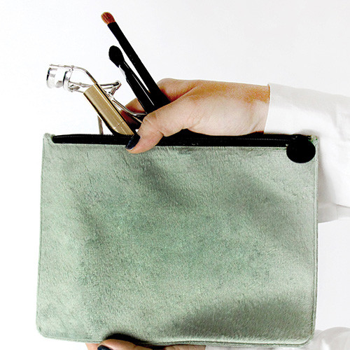 Green - Fenice Seamless fur zipper multi pouch