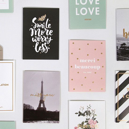 Gold accent message card with envelope