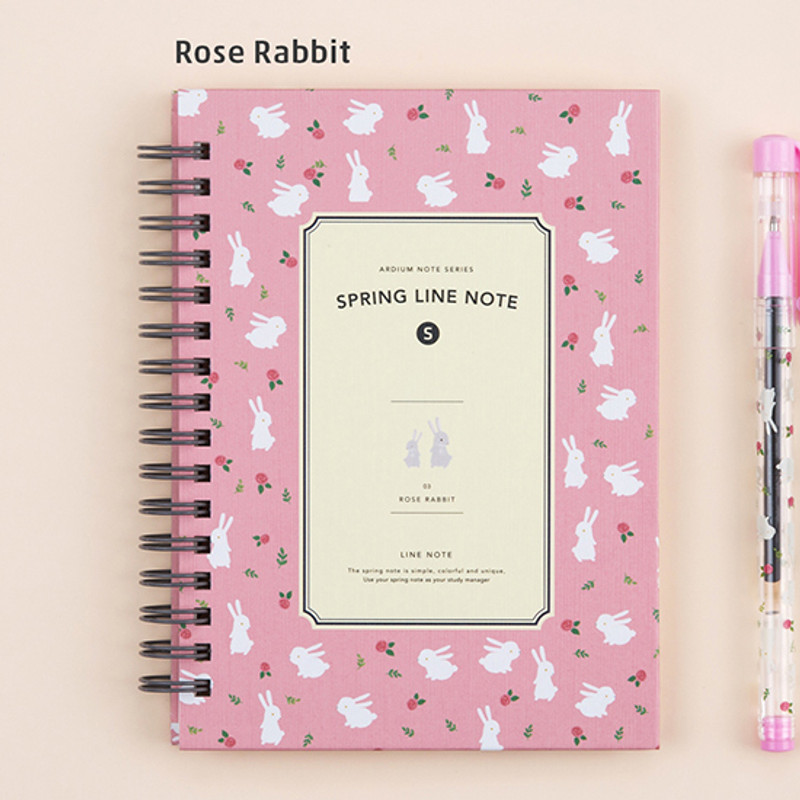Rose rabbit - Wirebound spring lined small notebook