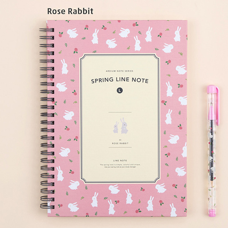Rose rabbit - Wirebound spring lined large notebook