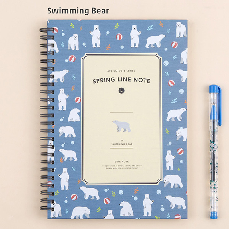Swimming bear - Wirebound spring lined large notebook