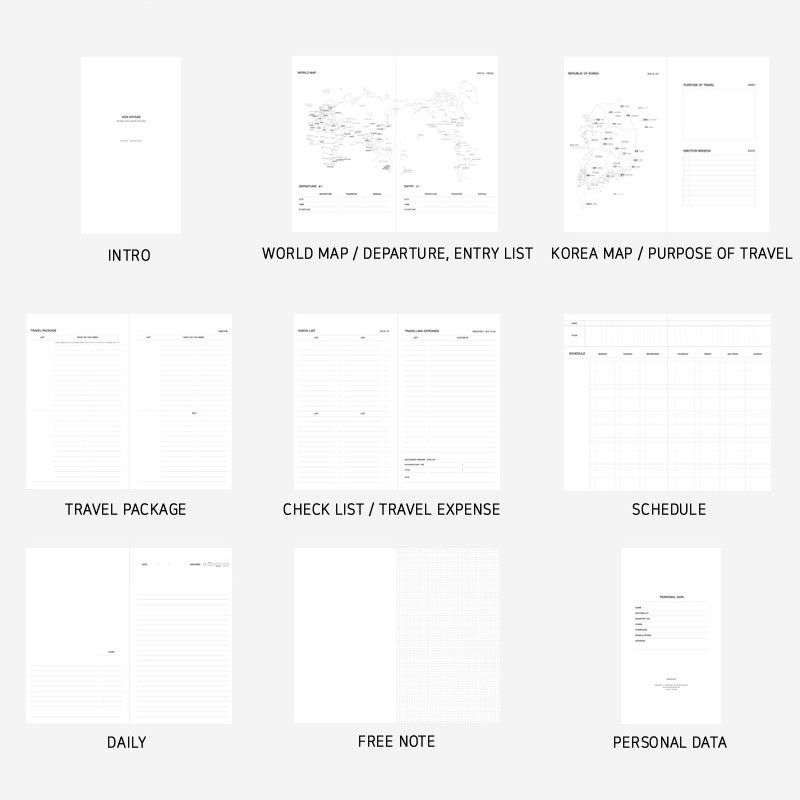 Compostion - Bon voyage wave travel note planner