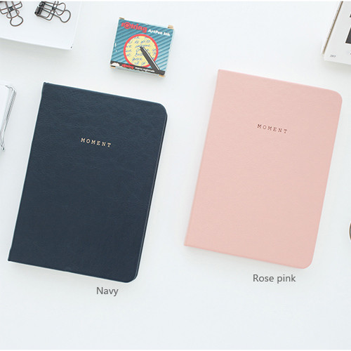 Navy / Rose pink - Moment small plain notebook ver2