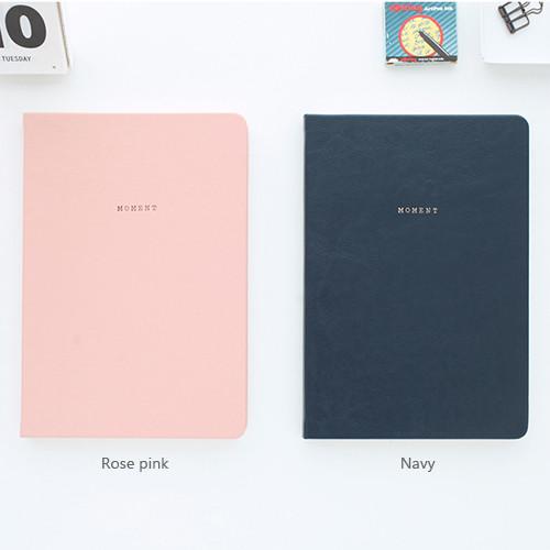 Rose pink / Navy - Moment large plain notebook ver2
