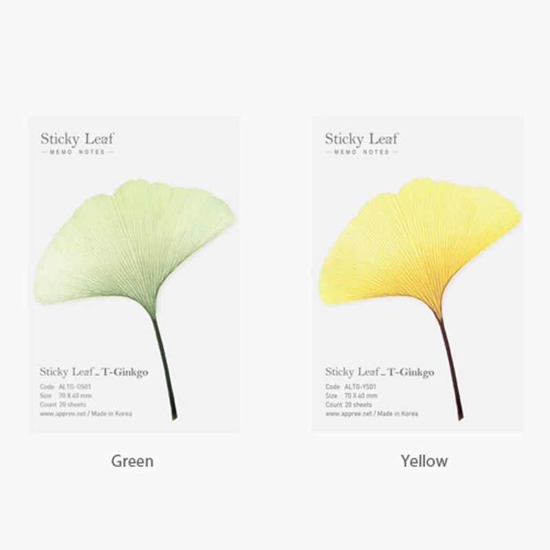 Color of Ginkgo leaf transparent sticky memo notes Small  Color of Ginkgo leaf transparent sticky memo notes Small