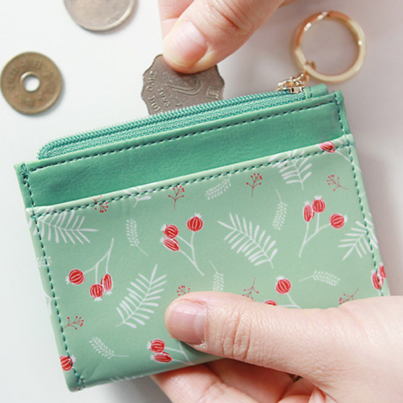 Mint berry - Willow story pattern card case with keyring  Mint berry - Willow story pattern card case with keyring