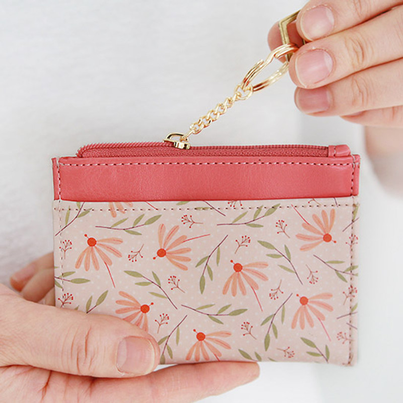 Coral flower - Willow story pattern card case with keyring  Coral flower - Willow story pattern card case with keyring