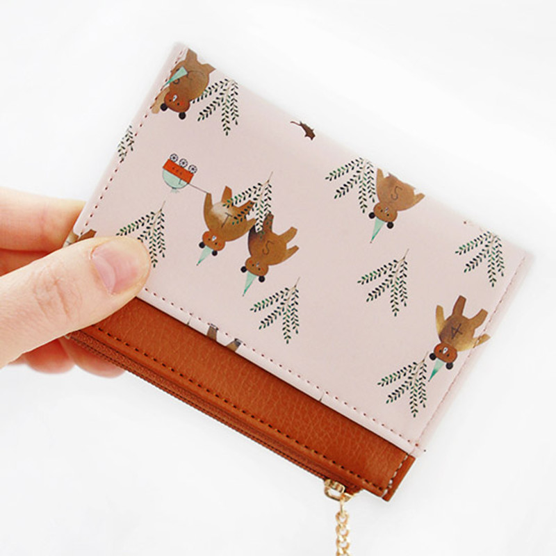 Pink bear - Willow story pattern card case with keyring  Pink bear - Willow story pattern card case with keyring