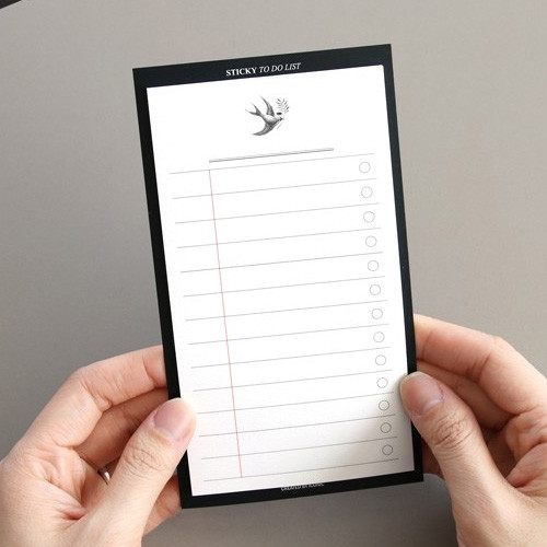 White - Simple to do list sticky notepad