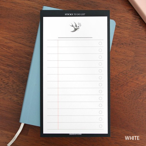 White - Simple to do list sticky notepad