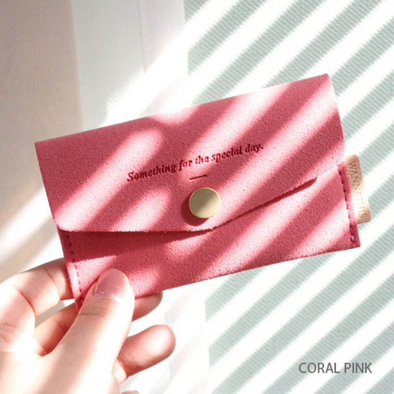 Coral pink - Wanna be chamude flat pocket card case