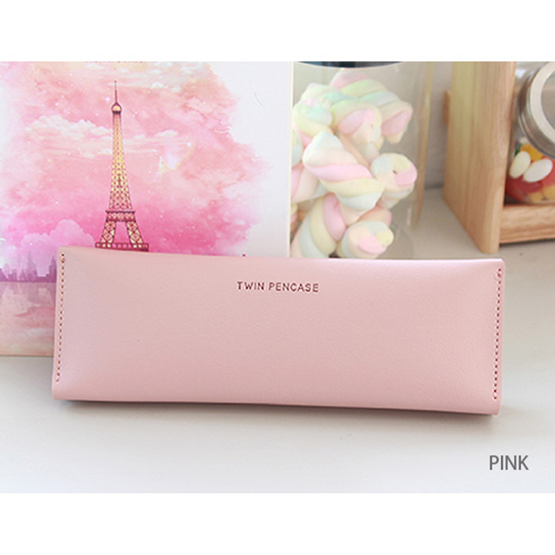Pink - Multi purpose twin pocket pencil case Pink - Multi purpose twin pocket pencil case