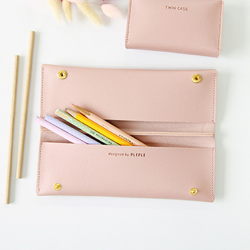 Pink - Multi purpose twin pocket pencil case Pink - Multi purpose twin pocket pencil case