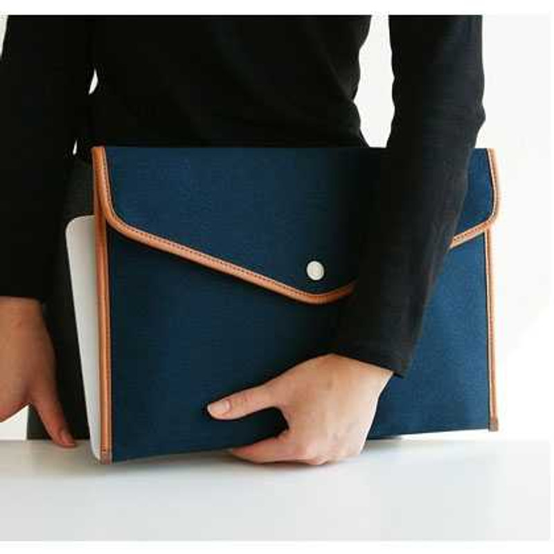 A4 Canvas pouch case for document, diary, note, iPad - navy blue