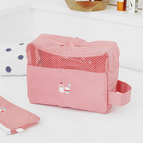 Indian pink - Travel toiletry bag with hand strap