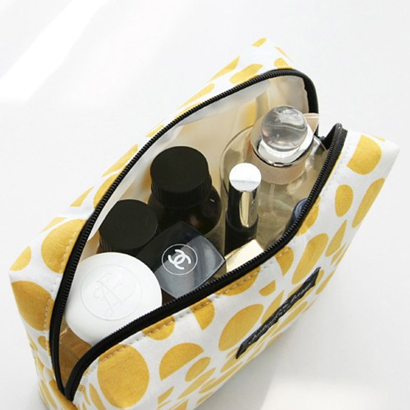 Yellow - Comely pattern makeup pouch bag Yellow - Comely pattern makeup pouch bag
