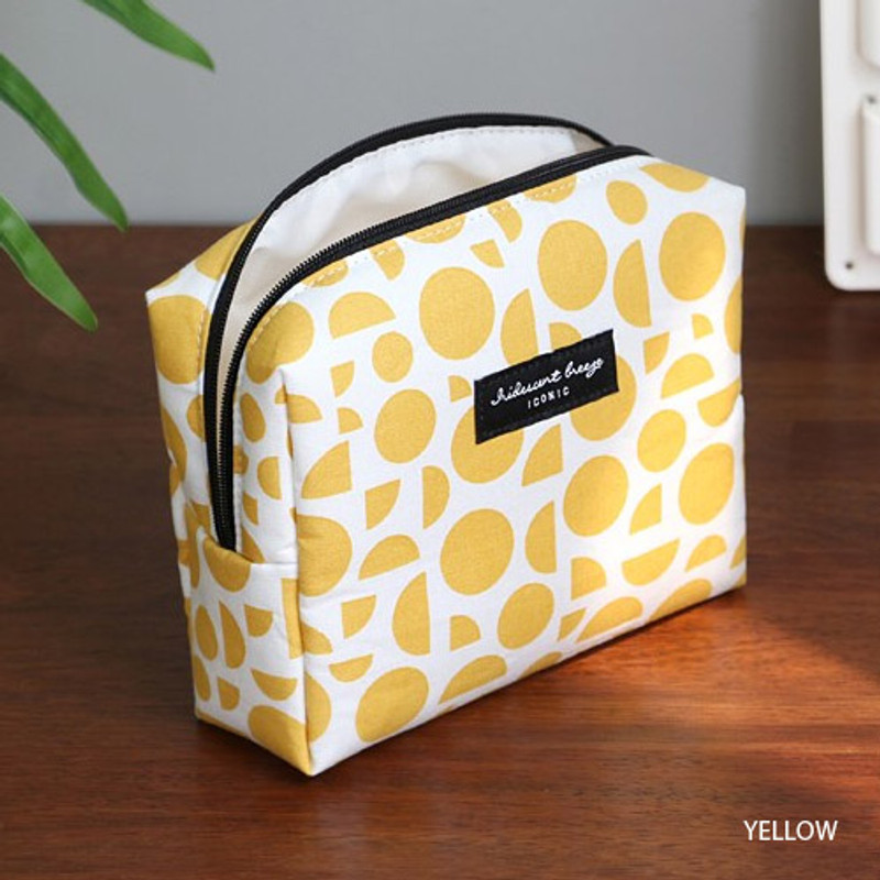 Yellow - Comely pattern makeup pouch bag Yellow - Comely pattern makeup pouch bag