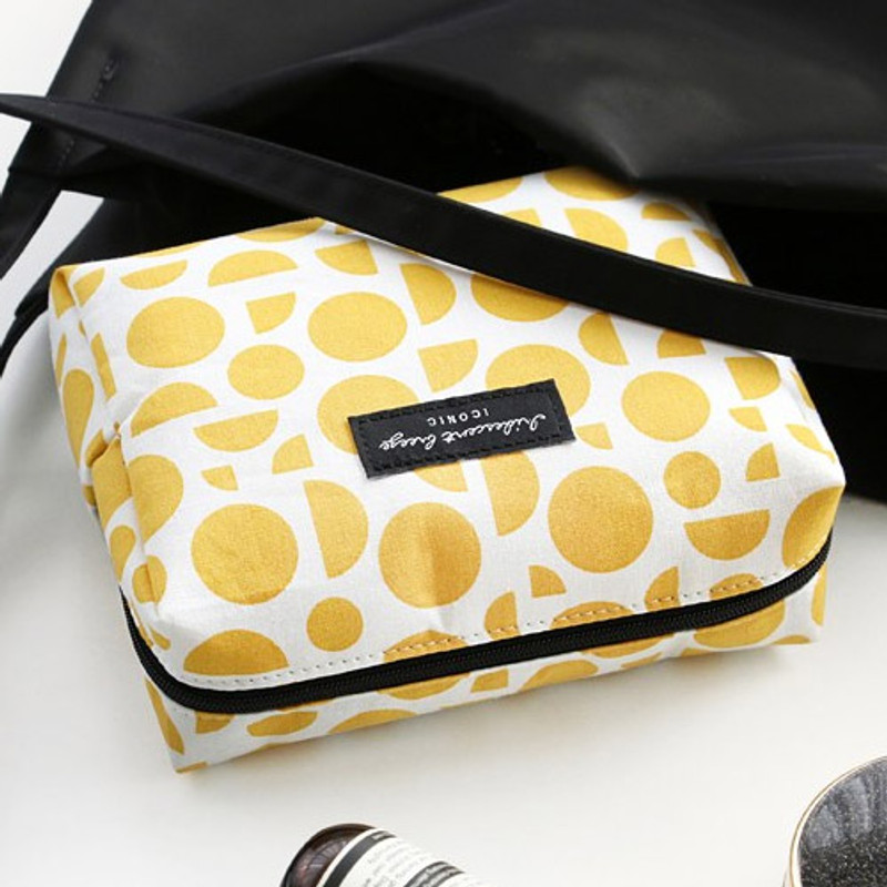 Yellow - Comely pattern makeup pouch bag Yellow - Comely pattern makeup pouch bag