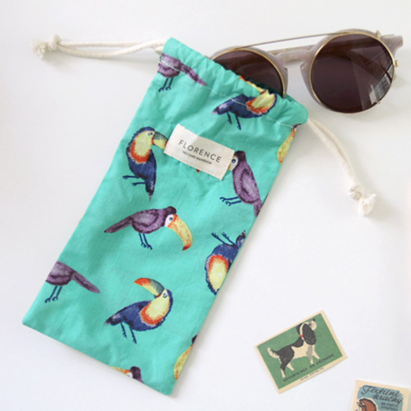 Green - Florence pattern small drawstring pouch