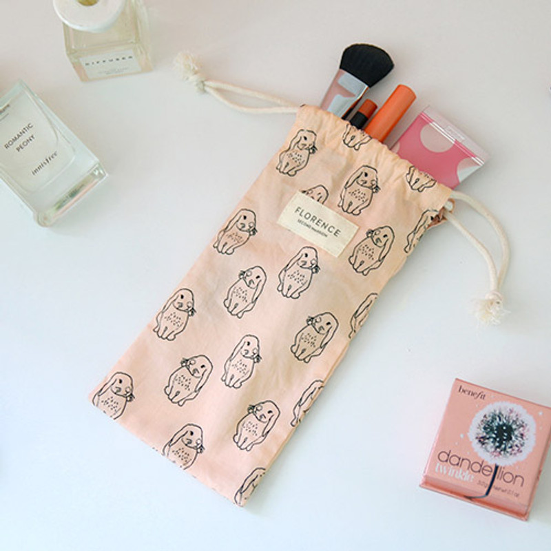 Pink - Florence pattern small drawstring pouch