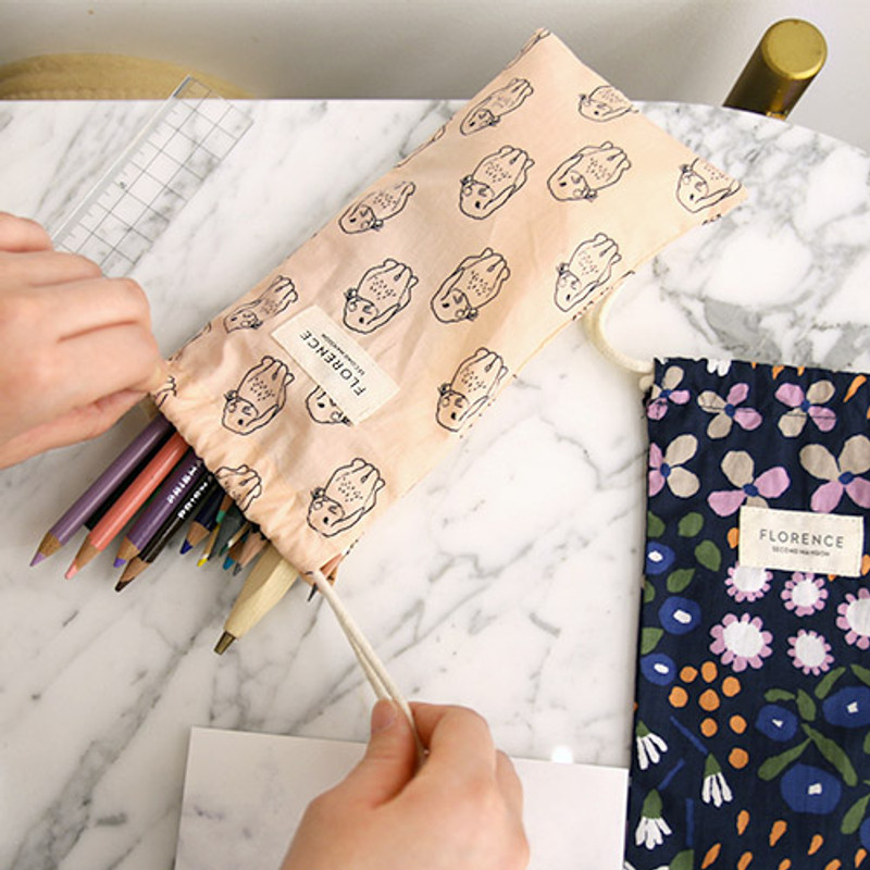 Pink - Florence pattern small drawstring pouch