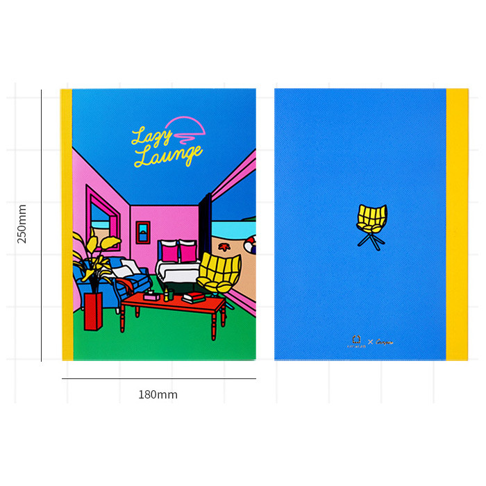 Size of Lazy lounge retro lined notebook