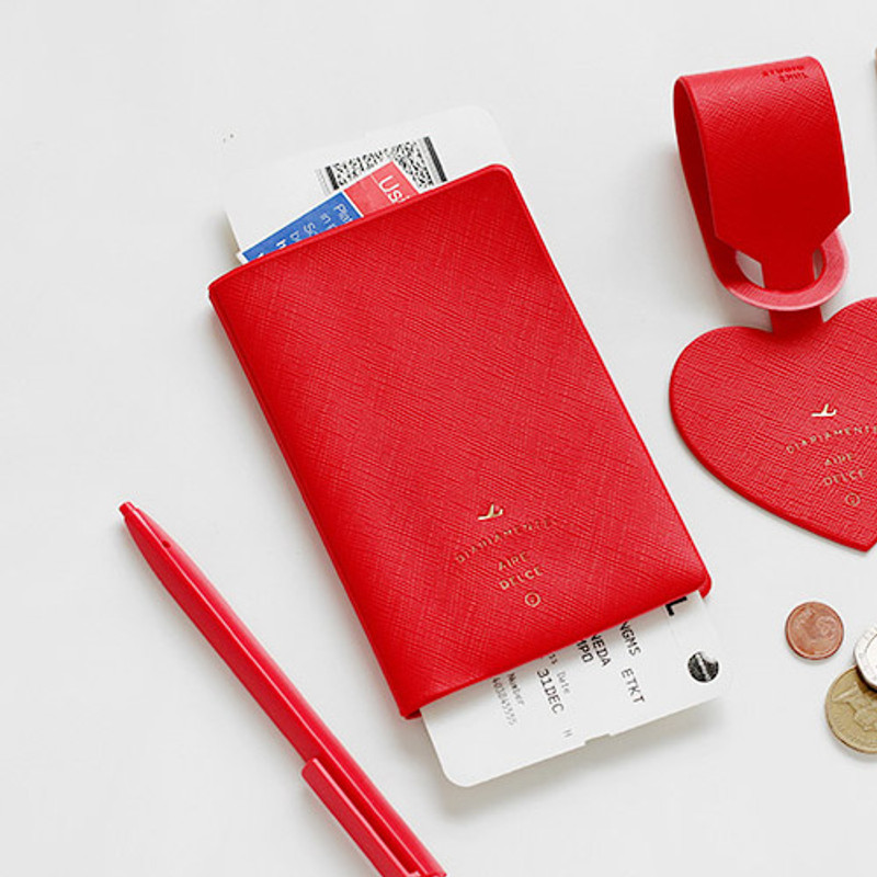 Red - Aire delce RFID blocking passport cover