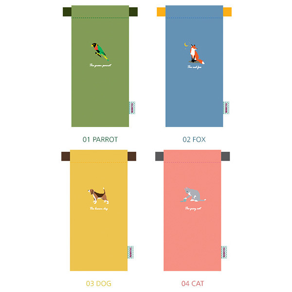 Tailorbird animal long drawstring pouch