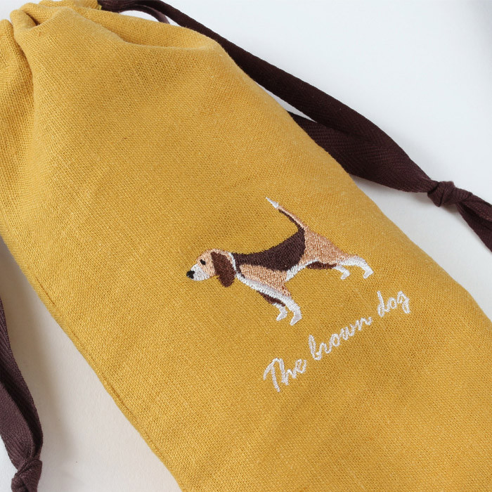Detail of Tailorbird animal long drawstring pouch