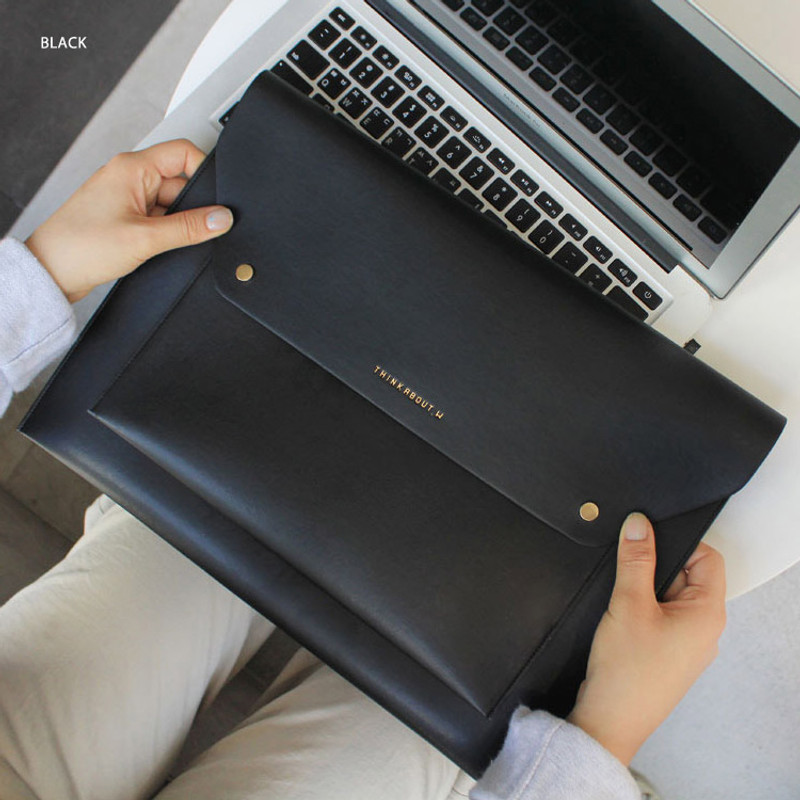 Black - Think about W 13 inches flat laptop pouch Black - Think about W 13 inches flat laptop pouch
