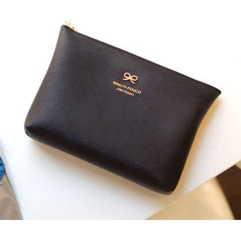 Multi purpose gold color ribbon zipper pouch organizer