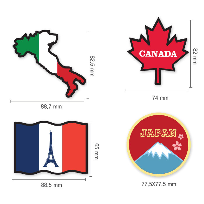 Size of Flag icon PVC water resistant point sticker