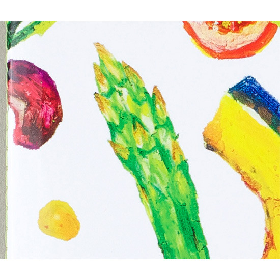 Detail of Salad sewn bound A5 green lined notebook