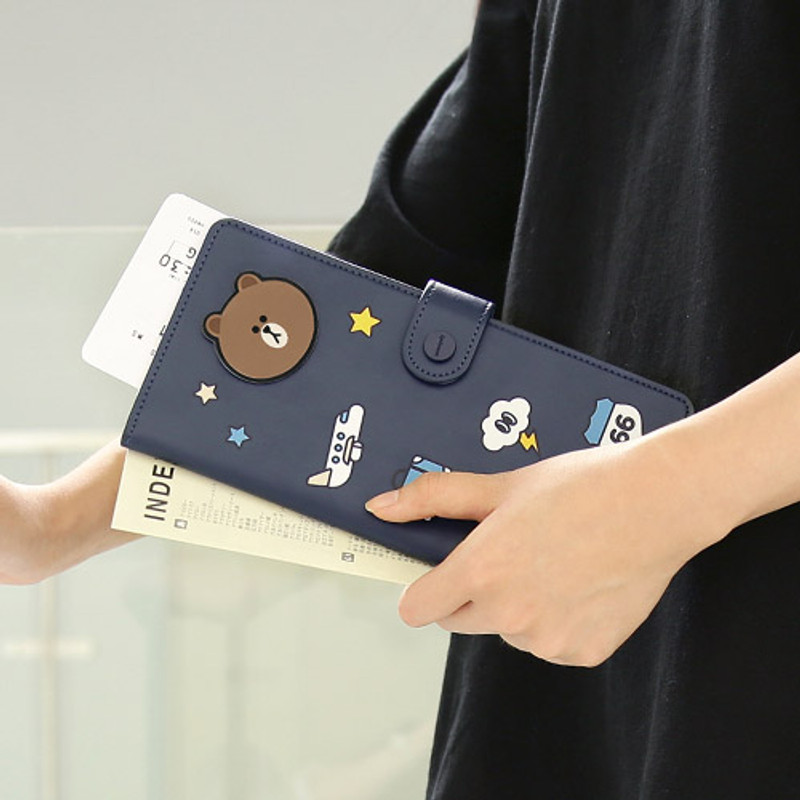 Brown - Line friends RFID blocking long passport case  Brown - Line friends RFID blocking long passport case