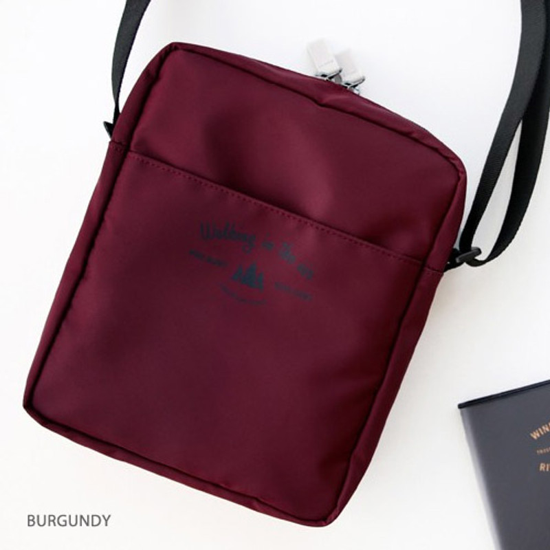 Burgundy - Voyager double zippered crossbody bag