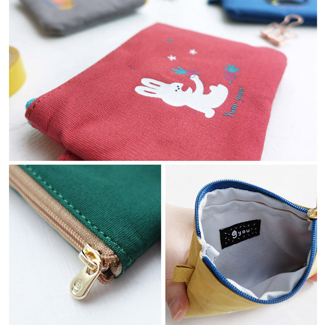 Detail of Hey buddy soft flat small zipper pouch