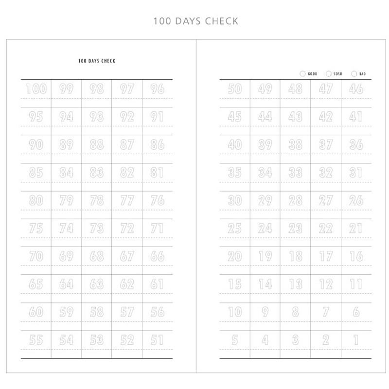 100 days check - Plan and record spiral 100 days undated daily planner 100 days check - Plan and record spiral 100 days undated daily planner
