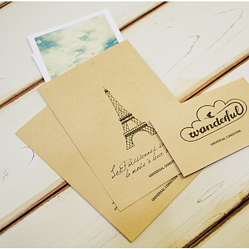 Eiffel tower postcard envelope set