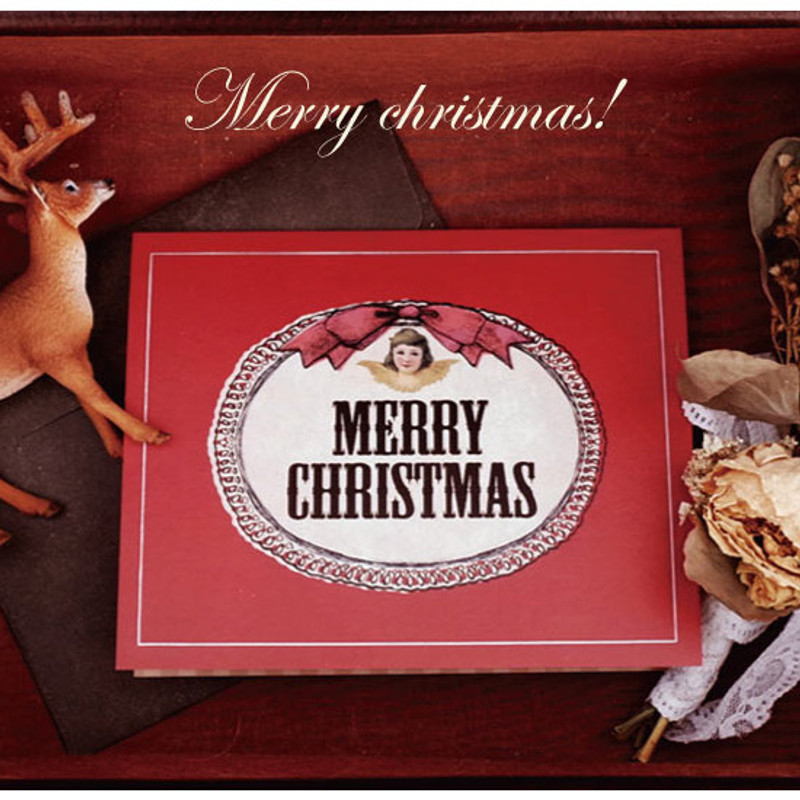 Merry Christmas antique red card Merry Christmas antique red card