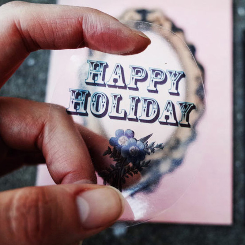 Clear stickers - Antique frame indi pink card with sticker Clear stickers - Antique frame indi pink card with sticker