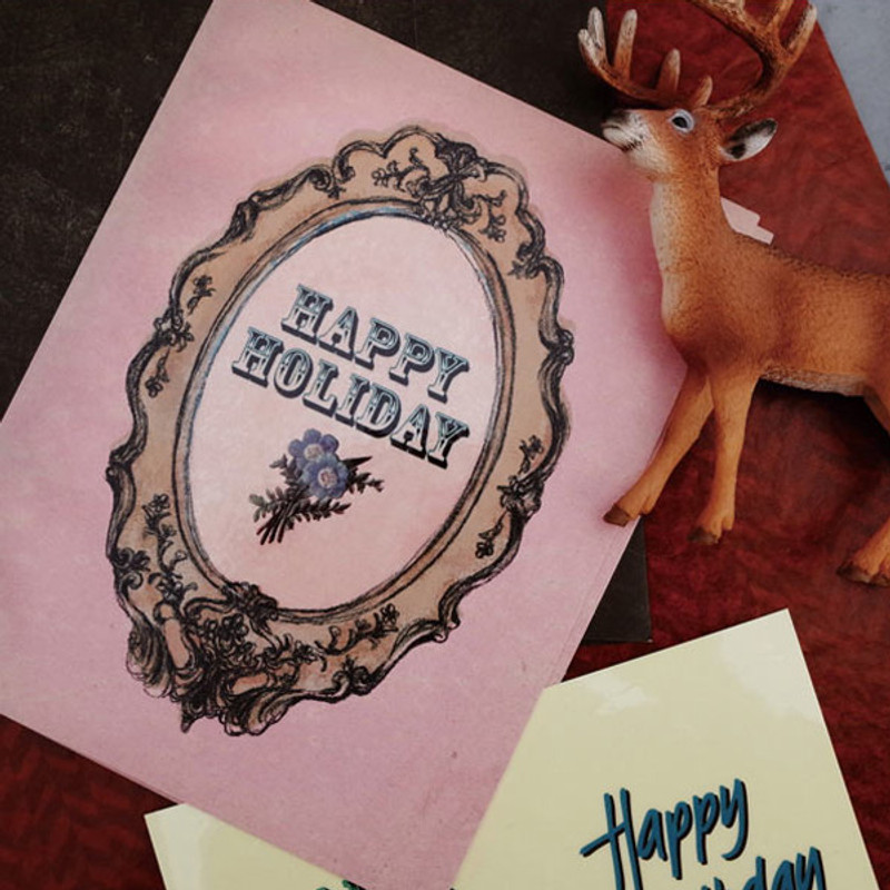 Antique frame indi pink card with sticker Antique frame indi pink card with sticker