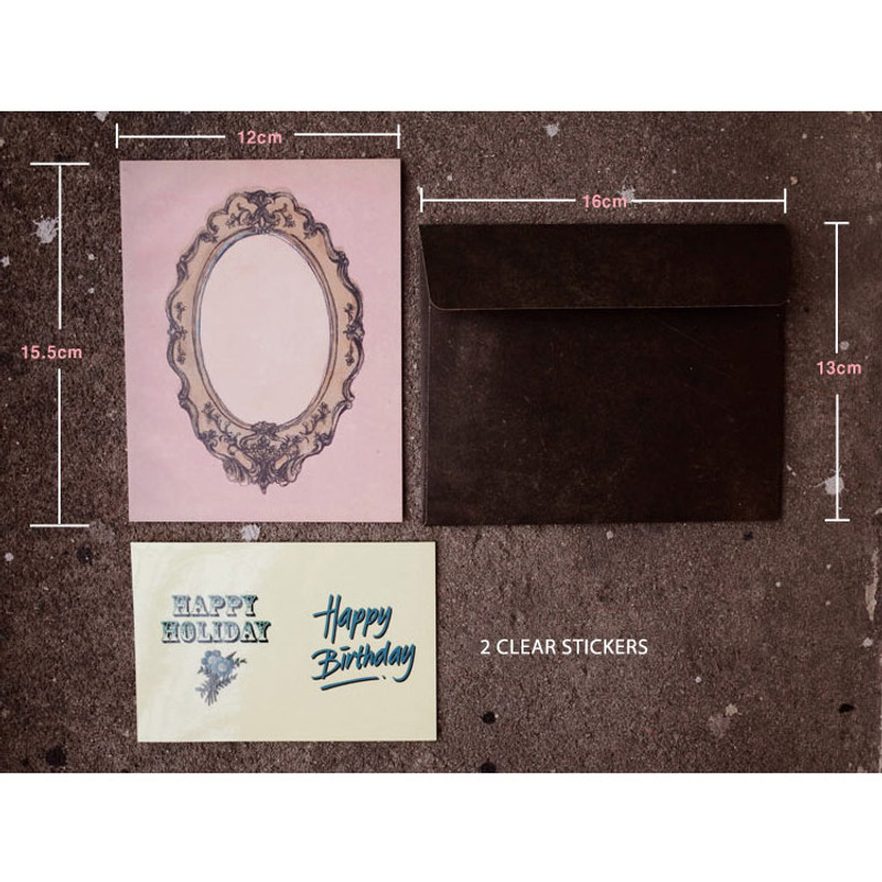 Size of Antique frame indi pink card with sticker Size of Antique frame indi pink card with sticker