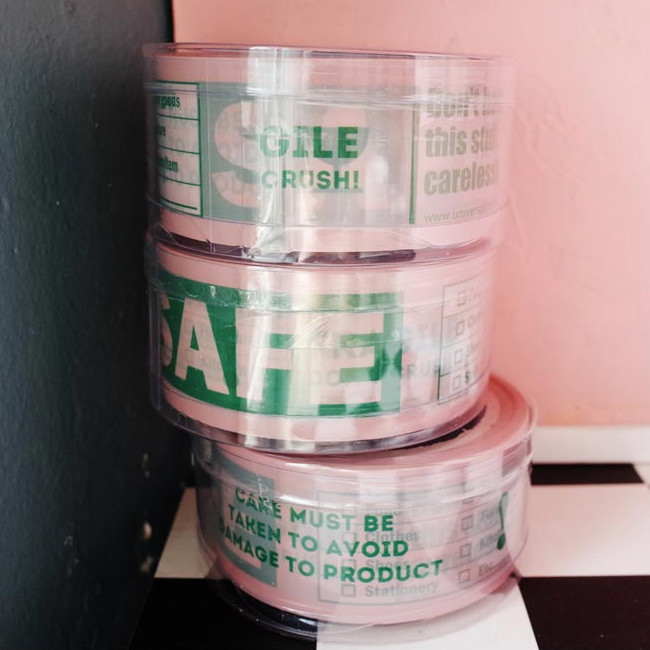 Warning fragile safe message packing tape