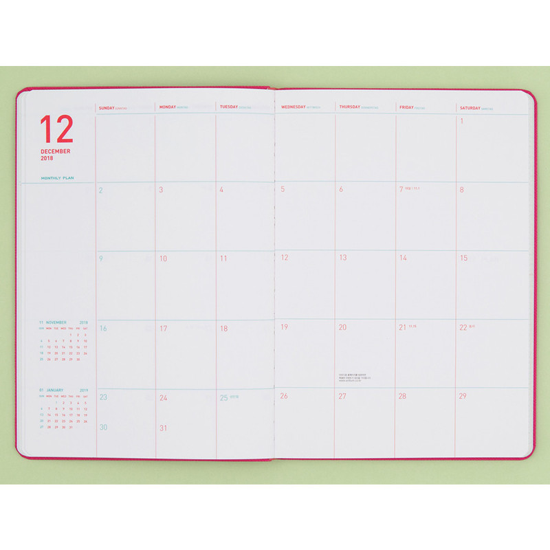 Monthly plan - 2018 Premium light dated planner scheduler