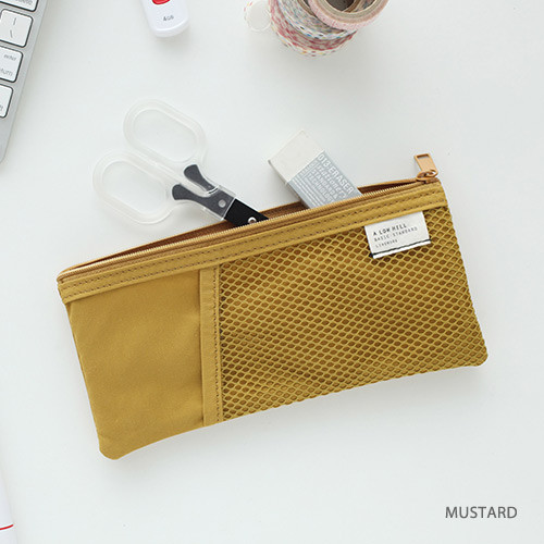 Mustard - A low hill basic mesh pocket pencil case