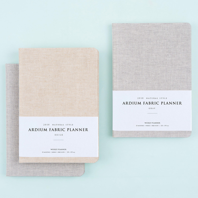 2018 Linen fabric cover dated weekly planner