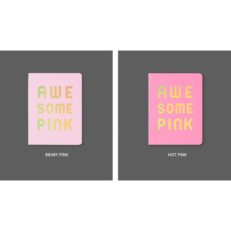 Colors of Awesome pink grid and plain notebook