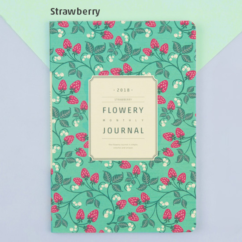 Strawberry -  2018 Flower pattern dated monthly journal scheduler 