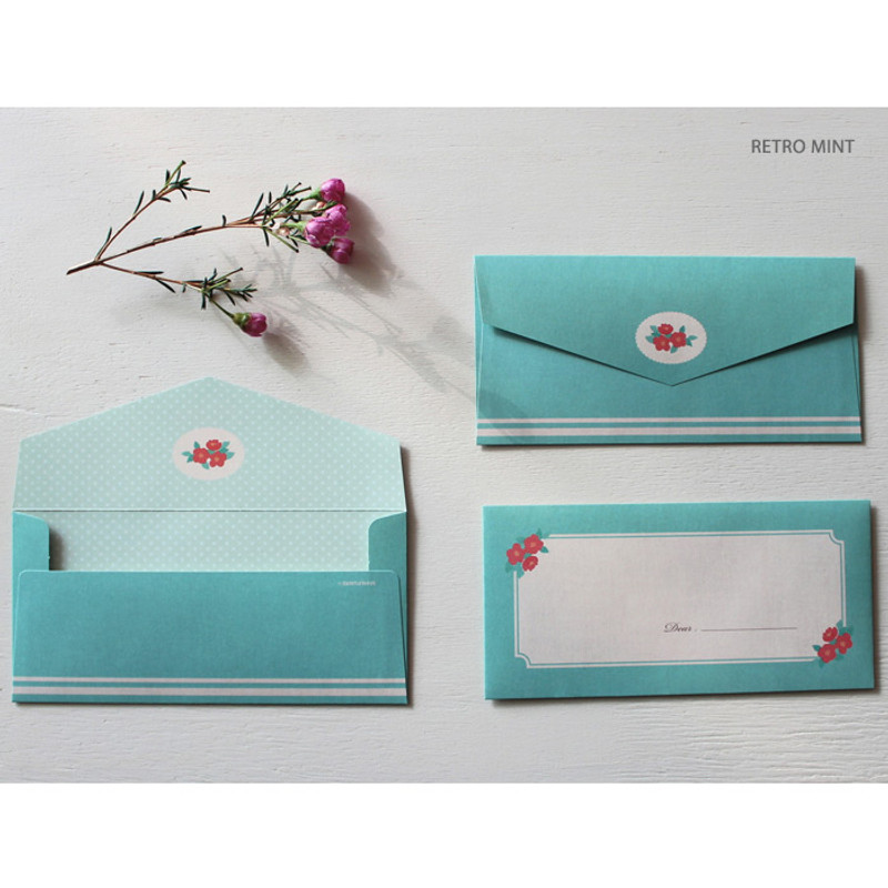 Retro mint - Retro pattern envelope set