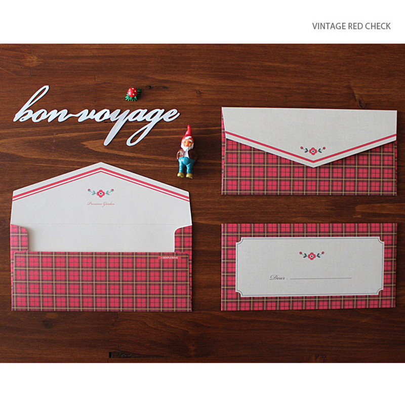 Vintage red check - Retro pattern envelope set